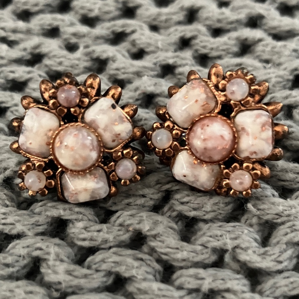 Vintage Copper Floral Earrings